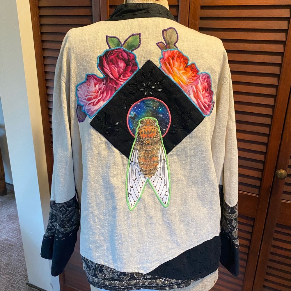 Coldwater Creek De La Luna Designs Appliqué Art Jacket NWT Medium Boho Statement